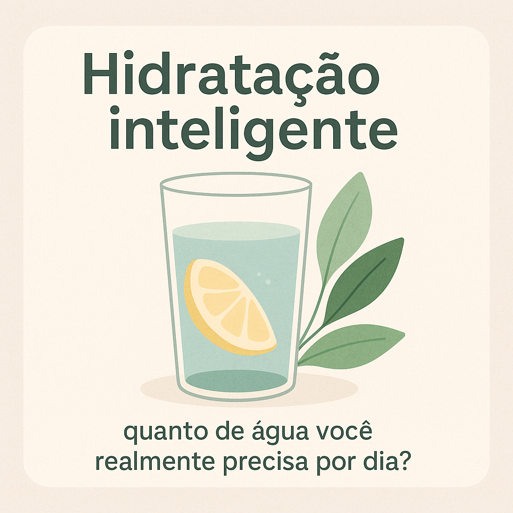 Copo de água com rodelas de limão e folhas verdes ao fundo, representando leveza e saúde.