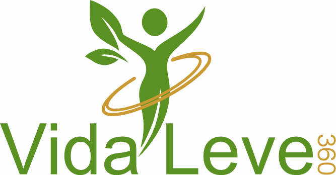 Logotipo do blog Vida Leve 360 com figura humana estilizada verde e folhas, representando saúde, bem-estar e equilíbrio.