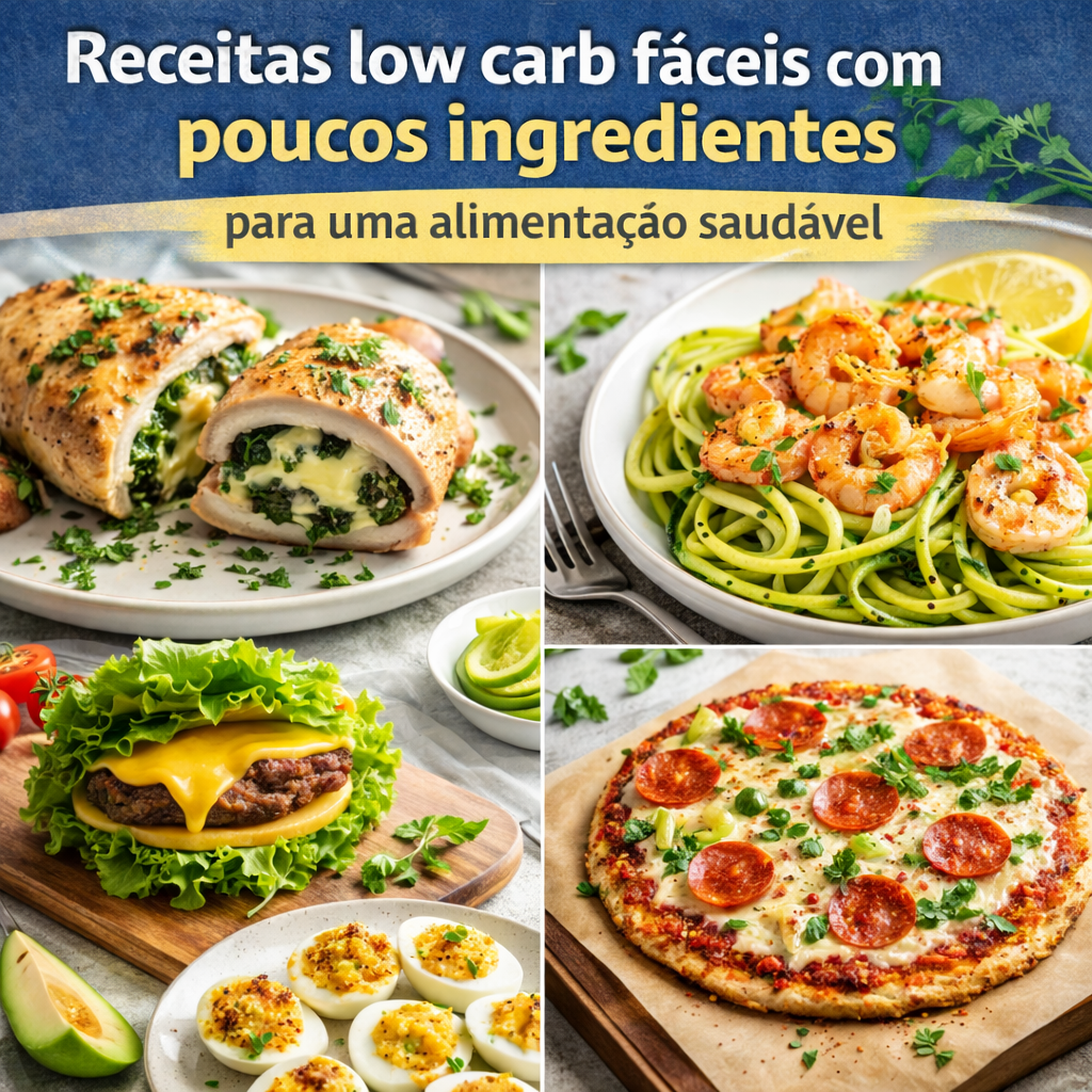 Descubra delícias low carb simples e rápidas de preparar, usando poucos ingredientes para uma alimentação saudável e saborosa!