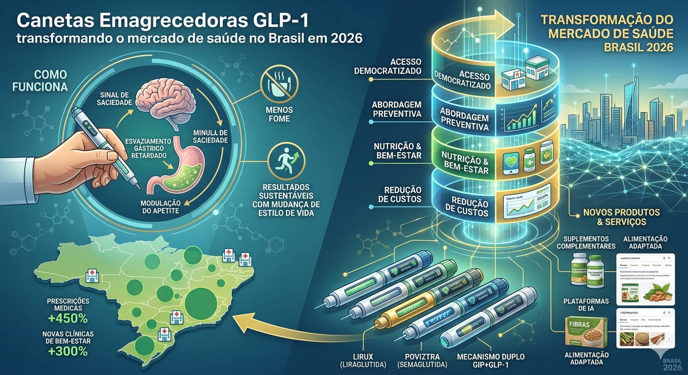 Descubra como as canetas emagrecedoras GLP-1 estão revolucionando o mercado de saúde e proporcionando novas oportunidades no Brasil em 2026.