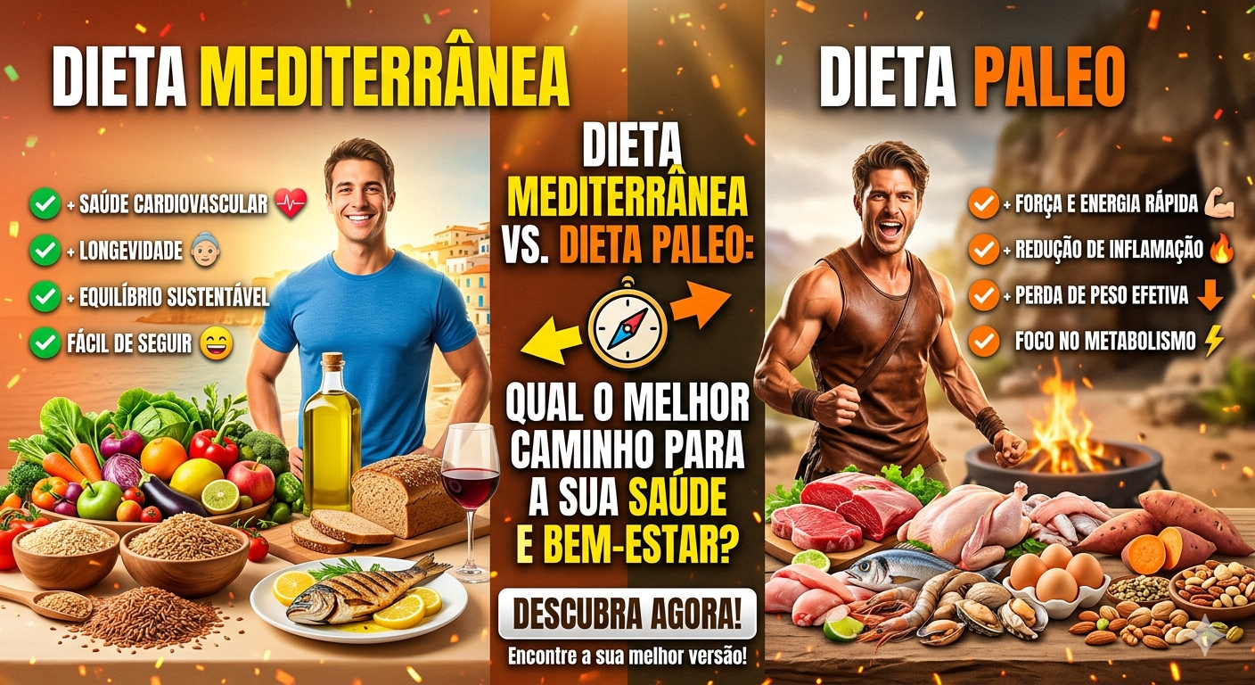 Aprenda a distinguir os pilares da Dieta Mediterrânea e da Dieta Paleo para descobrir qual caminho alimentar se alinha melhor com seus objetivos de saúde e bem-estar.
